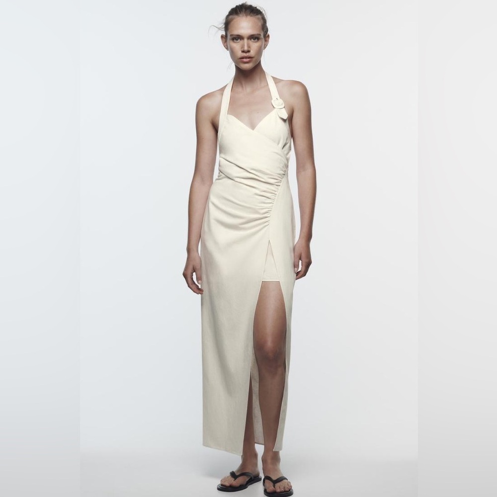 ZARA NWT DRAPED HALTER DRESS size XSmall